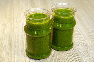 Green smoothie with celery and herbs