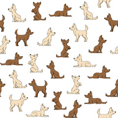 Obraz premium Seamless pattern with dogs on white background.