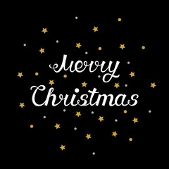 Merry Christmas. Greeting card with the inscriptionand the stars.