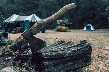 axe on stump