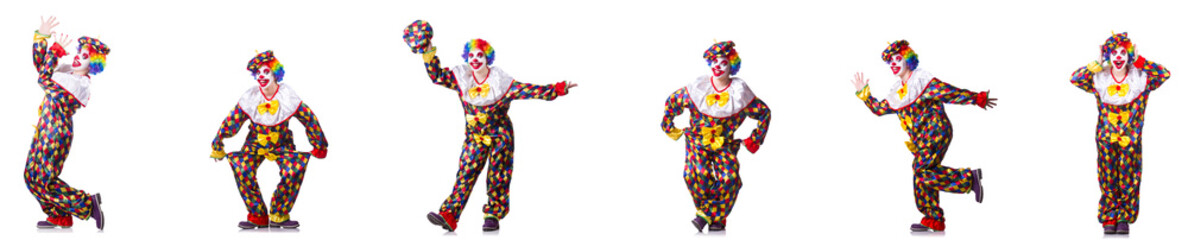 Funny male clown isolated on white