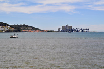 Belem district in Lisbon. View of Tajo river. Portugal