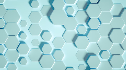 Obraz premium Geometry hexagon background. 3d illustration, 3d rendering.
