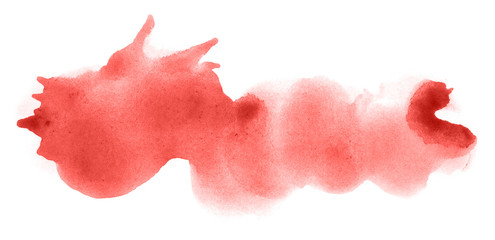 Abstract watercolor background hand-drawn on paper. Volumetric smoke elements. Red color. For design, web, card, text, decoration, surfaces.