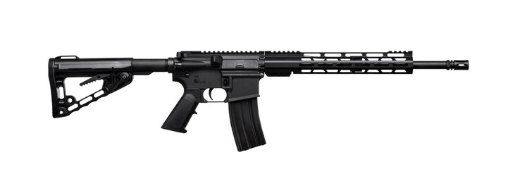 Modern automatic rifle isolated on white