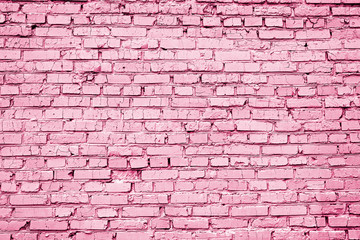 Fototapeta na wymiar Creative layout of light pink brick wall