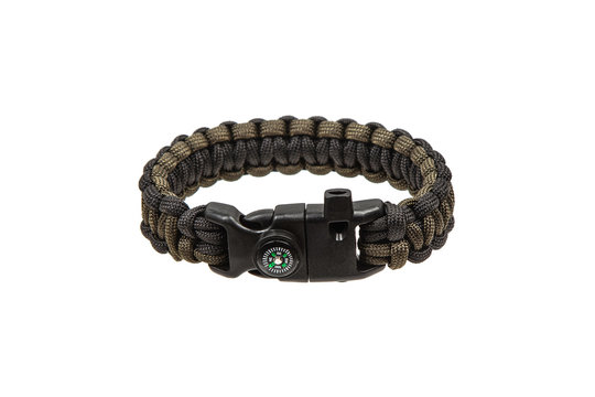 paracord bracelet isolated on white back