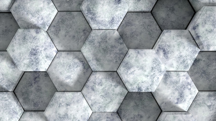 Geometry hexagon background. 3d illustration, 3d rendering.