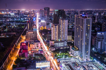 Fototapeta na wymiar Bangkok street views by night in Thailand