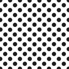 Seamless polka dot pattern. Black dots on white background. Vector illustration.