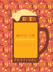 Beer fest hand drawn flat color vector poster template