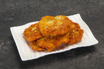 Roasted potato pancakes in the bowl