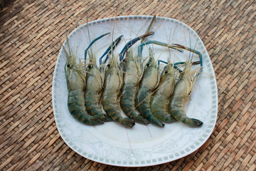 Fresh shrimp on the plate
