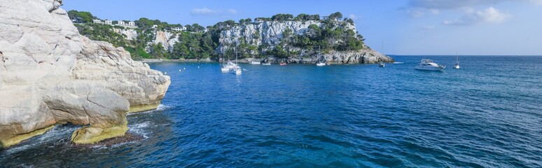 Fototapeta na wymiar Panoramic view of Cala Galdana in Menorca