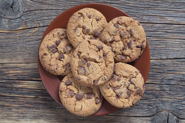 Chocolate chip cookies on a plate