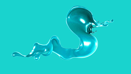 Splash of fluid. 3d illustration, 3d rendering.