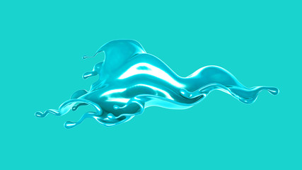 Splash of fluid. 3d illustration, 3d rendering.