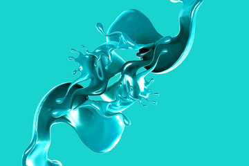 Splash of fluid. 3d illustration, 3d rendering.