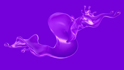 Splash of fluid. 3d illustration, 3d rendering.