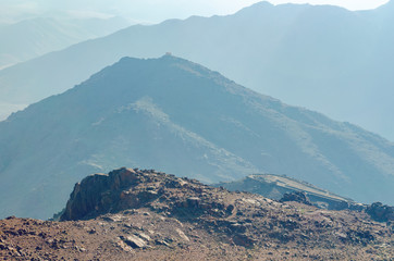 Beautiful mountain landscape, view from Mount Moses in Egypt on the Sinai Peninsula