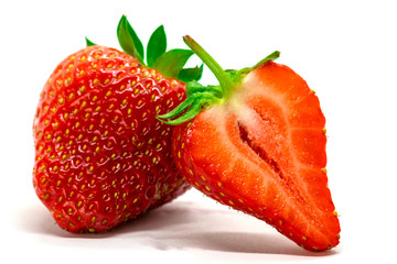 Fresh and tasty strawberries isolated on white background