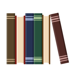 Flat book icon. Library books, open dictionary page and encyclopedia on stand. Pile of paper magazines, ebook globe and novel booklet, publishing vector isolated symbol