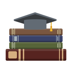 Flat book icon. Library books, open dictionary page and encyclopedia on stand. Pile of paper magazines, ebook globe and novel booklet, publishing vector isolated symbol