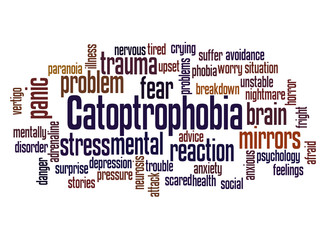 Catoptrophobia fear of mirrors word cloud concept