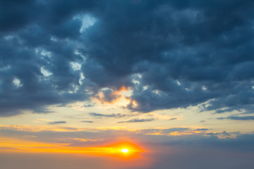 dramatic dense cloudy sky at the sunset, nice natural background