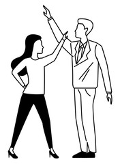 Executive business entrepreneur couple in black and white