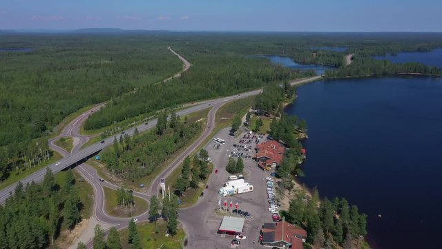 Aerial view of "Tonnebro", a rest area along the highway E4 in Sweden