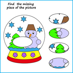 Visual logic puzzle: Find missing piece - Puzzle game for kids. Worksheet for Children. 