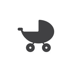 Fototapeta na wymiar A pram icon. Stroller, carriage vector icon. A symbol of a stroller and a carriage.