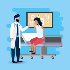 man doctors with sick patient diagnosis