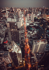 Fototapeta premium Siam and Rachathewi views from above by night in Bangkok Thailand
