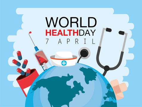 World Health Day With Stethoscope And Medicine