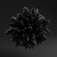Background with black shape, texture. 3d illustration, 3d rendering.