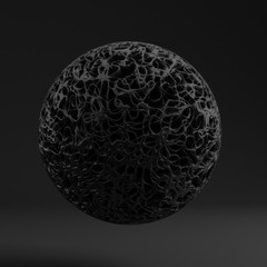Background with black shape, texture. 3d illustration, 3d rendering.