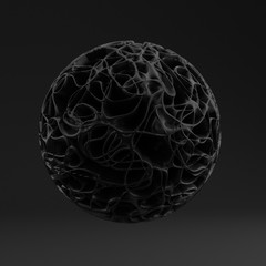 Background with black shape, texture. 3d illustration, 3d rendering.