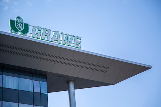 Detail of the Grawe building. Graz Mutual Insurance Company is one of the largest Central European insurance companies founded at 1828.