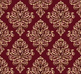 Vector damask seamless pattern background. Classical luxury old fashioned damask ornament, royal victorian seamless texture for wallpapers, textile, wrapping. Exquisite floral baroque template.