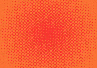 Obraz premium Red and orange pop art background in retro comic style with halftone dots design, vector illustration eps10