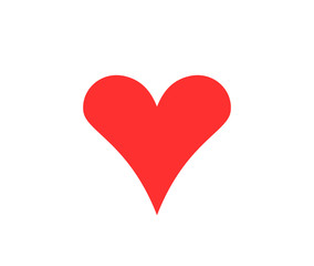 Red heart sign isolated on white. Valentines day icon. Hand drawn shape. Vector illustration