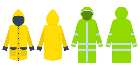 Raincoat. Vector illustration isolated on white.  Clothes protecting from a rain and a strong wind. © Vector FX