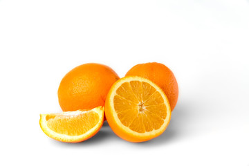 Fototapeta na wymiar Sliced oranges fruit segments isolated on white background