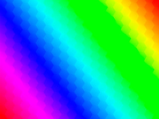 Multicolored polygons with a smooth change of colors. Abstract gradient spectral background divided into hexagons.