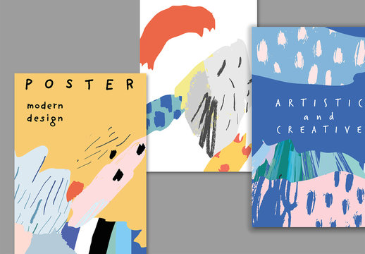 Creative Poster Layouts with Abstract Paint Elements