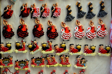 Souvenirs of Granada. Ceramic arabesque magnets, Spain