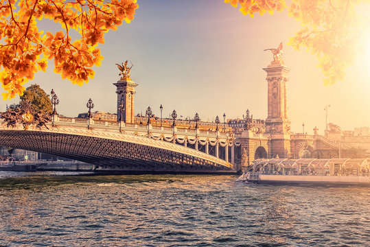 Autumn evening in Paris with the Alexandre III bridge