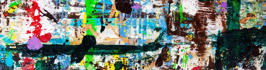 Abstrakte Kunst mit Farbspritzern  als Spaß  kreative und inspirierende Hintergrundtextur - in langem Panorama / Banner. © EdwardSamuel